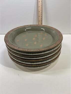 Vintage Sasaki Cornflowers Dinner Plates Set of 8 Stoneware Japan Zanger